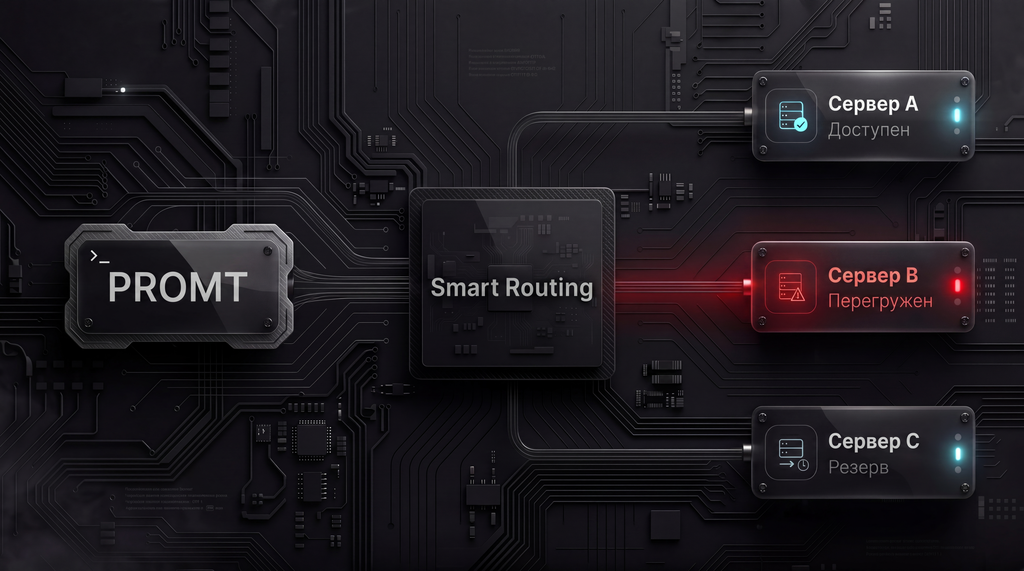 Схема Smart Routing: запрос, маршрутизация и статусы серверов